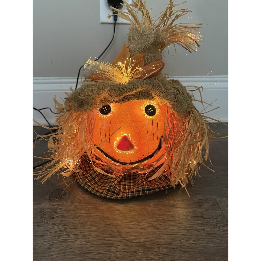 VTG Halloween Fiber Optic Pumpkin Jack O Lantern Light 8" IN BOX Autumn Best - Picture 2 of 12